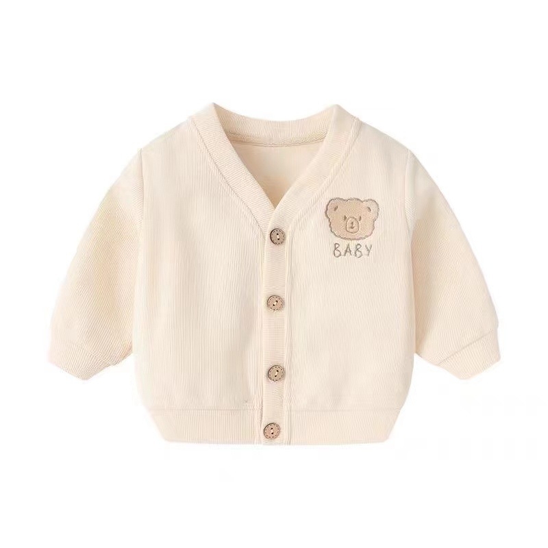 Jachetă de primăvară pentru copii cu broderie în stil coreean, unisex, guler în V, mâneci lungi, închidere cu nasturi pe un rând