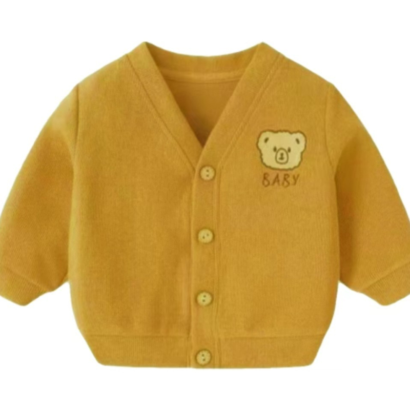 Jachetă de primăvară pentru copii cu broderie în stil coreean, unisex, guler în V, mâneci lungi, închidere cu nasturi pe un rând