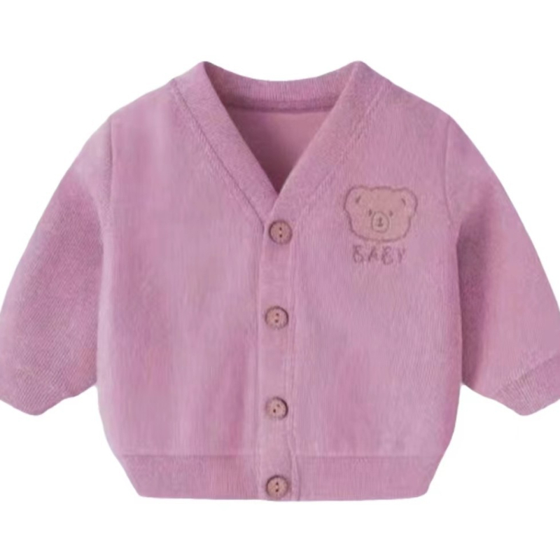 Jachetă de primăvară pentru copii cu broderie în stil coreean, unisex, guler în V, mâneci lungi, închidere cu nasturi pe un rând