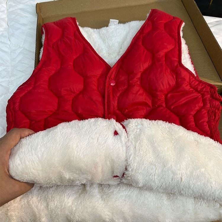 Γυναικείο κοντό γιλέκο χωρίς μανίκια, εφαρμοστό, με φλίς επένδυση, ύφασμα ρεϊόν-μάλλι προβάτου