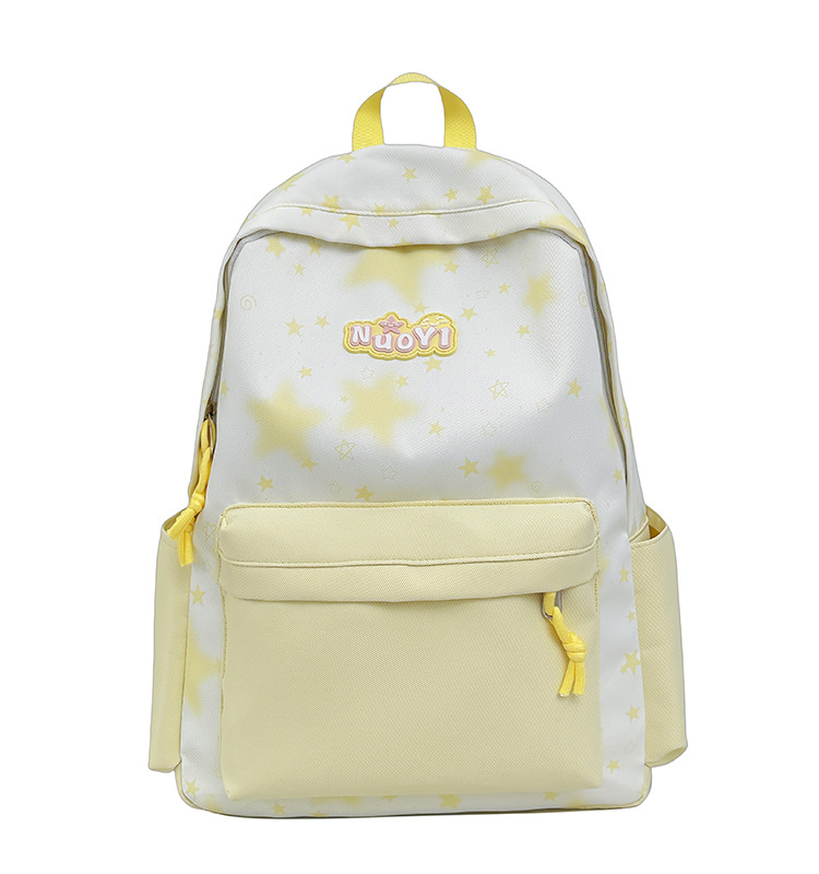 Ученическа раница - мил карикатурен стил, нейлон, дишаща и водоустойчива, полиестерна подплата, шарка с вълни (Зима 2025)
