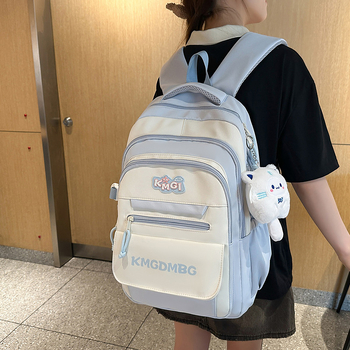 Учебна раница за момичета, голям капацитет, нейлон, дишаща, износоустойчива, извити презрамки