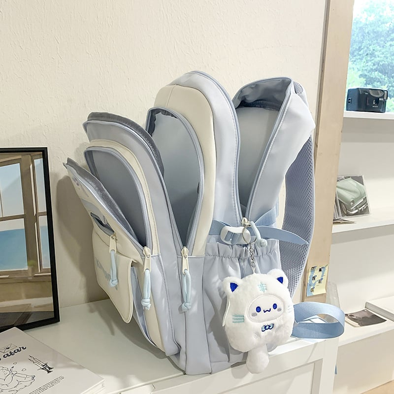 Учебна раница за момичета, голям капацитет, нейлон, дишаща, износоустойчива, извити презрамки