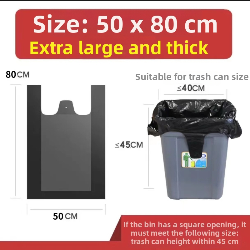 Stori šiukšlių maišai su rankenomis, liemenės stiliaus, vienkartiniai, namų ūkiui ir virtuvei