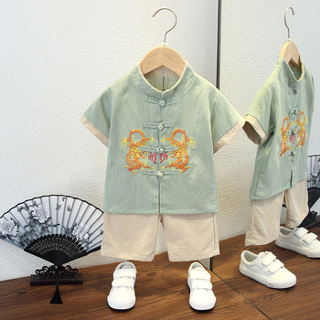 Детски Тан костюм, лек памук, лято, за деца 3–8 г, традиционен стил