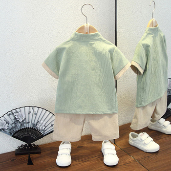 Детски Тан костюм, лек памук, лято, за деца 3–8 г, традиционен стил