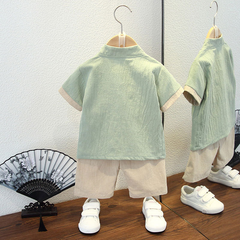 Детски Тан костюм, лек памук, лято, за деца 3–8 г, традиционен стил