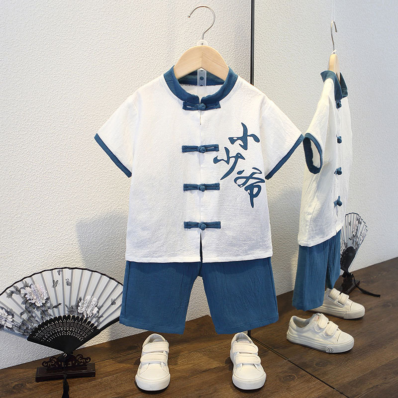 Детски Тан костюм, лек памук, лято, за деца 3–8 г, традиционен стил
