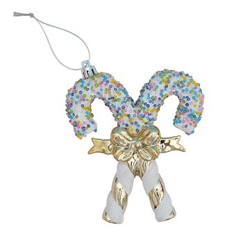 Ziemassvētku eglītes rotājums – 3D sniegpārslas ar lentīti, plastmasas, Qiaochi zīmols, Ziemassvētku stils.