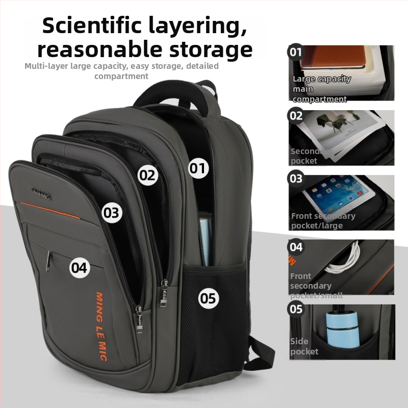 Batoh na notebook s veľkou kapacitou – nepremokavý PVC obal, 36–55 L, obchodné cestovanie, polyester, systém ramien s vzduchovým vankúšom.