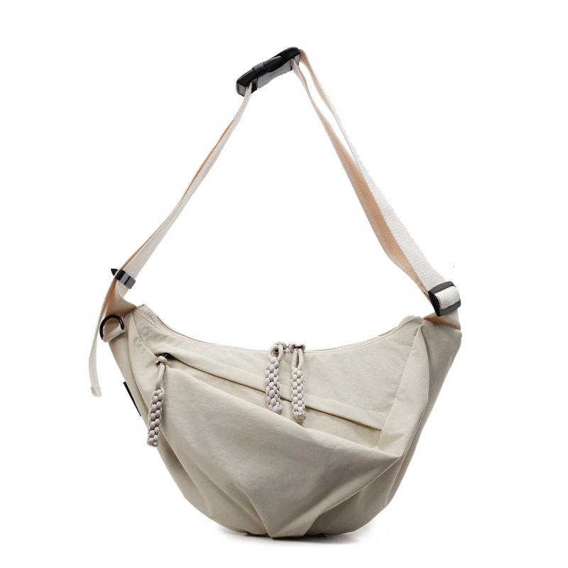 Crossbody τσάντα σε σχήμα dumpling — Unisex, ύφασμα, κλείσιμο με φερμουάρ, επένδυση πολυεστέρα, μαλακή υφή