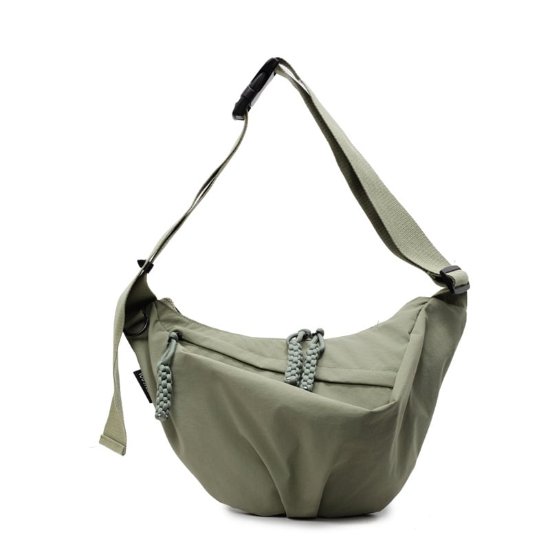 Crossbody τσάντα σε σχήμα dumpling — Unisex, ύφασμα, κλείσιμο με φερμουάρ, επένδυση πολυεστέρα, μαλακή υφή
