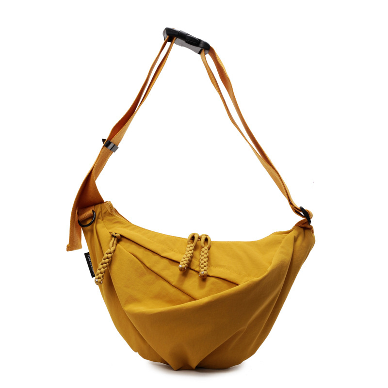 Crossbody τσάντα σε σχήμα dumpling — Unisex, ύφασμα, κλείσιμο με φερμουάρ, επένδυση πολυεστέρα, μαλακή υφή