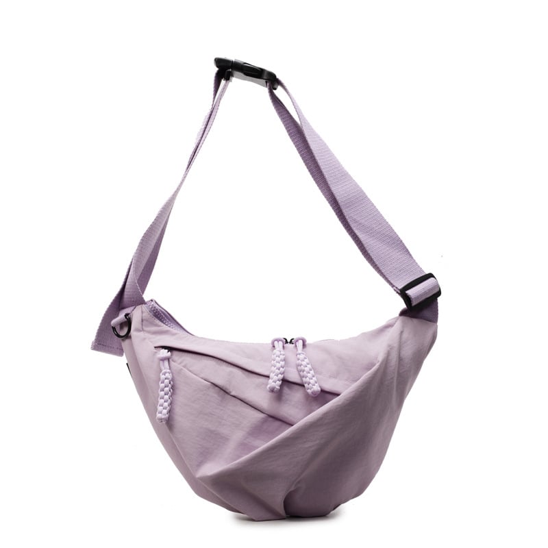 Crossbody τσάντα σε σχήμα dumpling — Unisex, ύφασμα, κλείσιμο με φερμουάρ, επένδυση πολυεστέρα, μαλακή υφή
