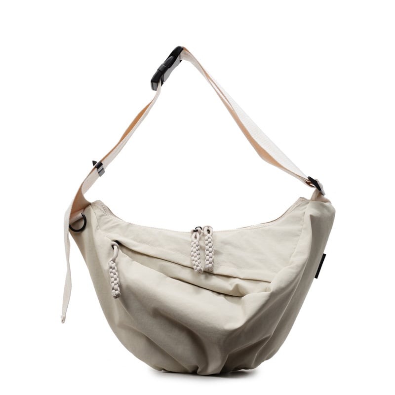 Crossbody τσάντα σε σχήμα dumpling — Unisex, ύφασμα, κλείσιμο με φερμουάρ, επένδυση πολυεστέρα, μαλακή υφή