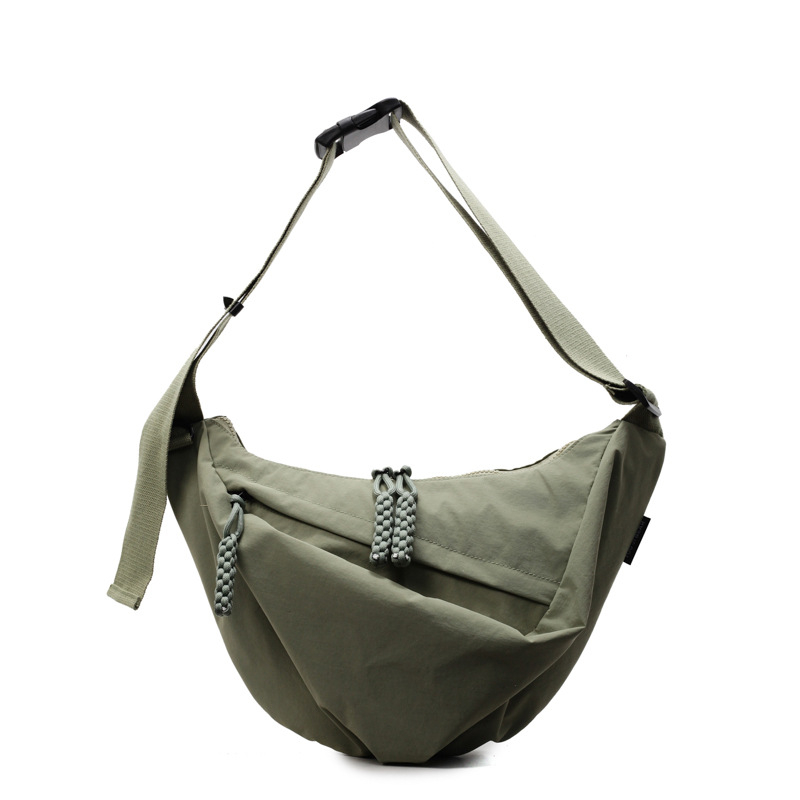 Crossbody τσάντα σε σχήμα dumpling — Unisex, ύφασμα, κλείσιμο με φερμουάρ, επένδυση πολυεστέρα, μαλακή υφή