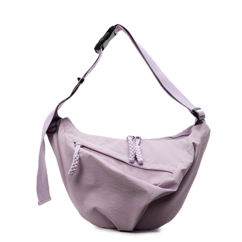 Crossbody τσάντα σε σχήμα dumpling — Unisex, ύφασμα, κλείσιμο με φερμουάρ, επένδυση πολυεστέρα, μαλακή υφή