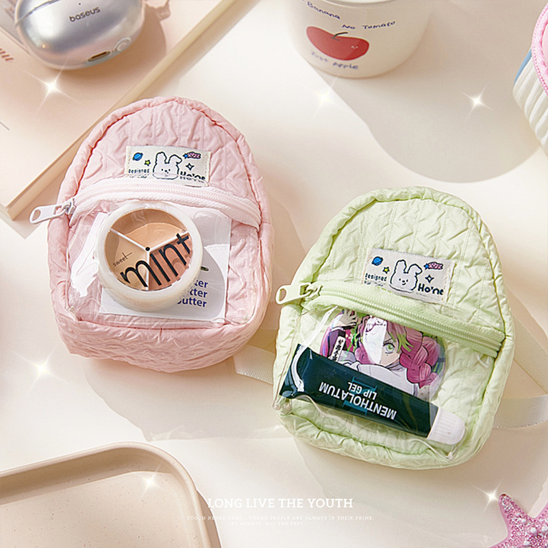 Мини кубообразна платнена чанта и портмоне за монети, многофункционална, за грим и бюро, лято 2025