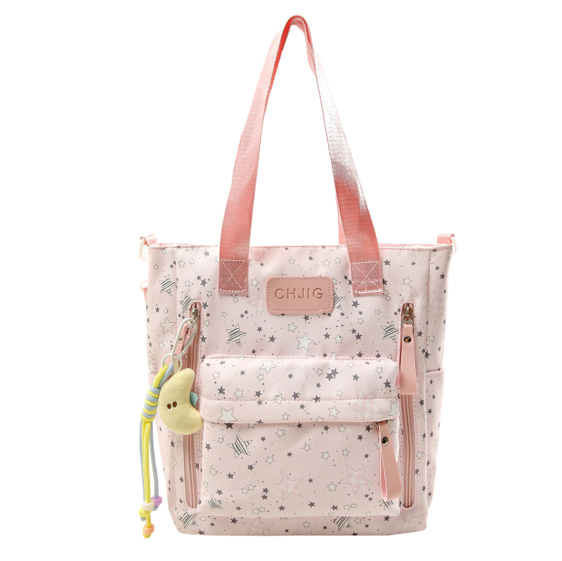 Учебна раница за момичета в средното училище: голям капацитет, дишащ найлон, принт със звезди, извити презрамки, подплата от полиестер (есен 2025)