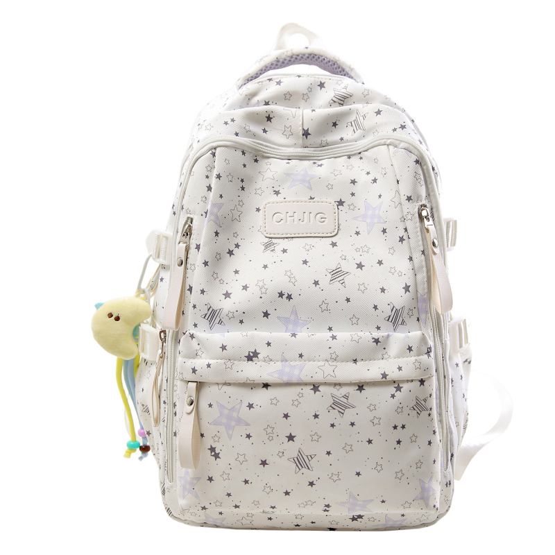 Учебна раница за момичета в средното училище: голям капацитет, дишащ найлон, принт със звезди, извити презрамки, подплата от полиестер (есен 2025)