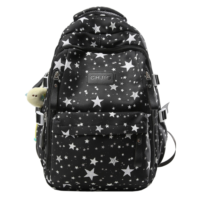 Учебна раница за момичета в средното училище: голям капацитет, дишащ найлон, принт със звезди, извити презрамки, подплата от полиестер (есен 2025)