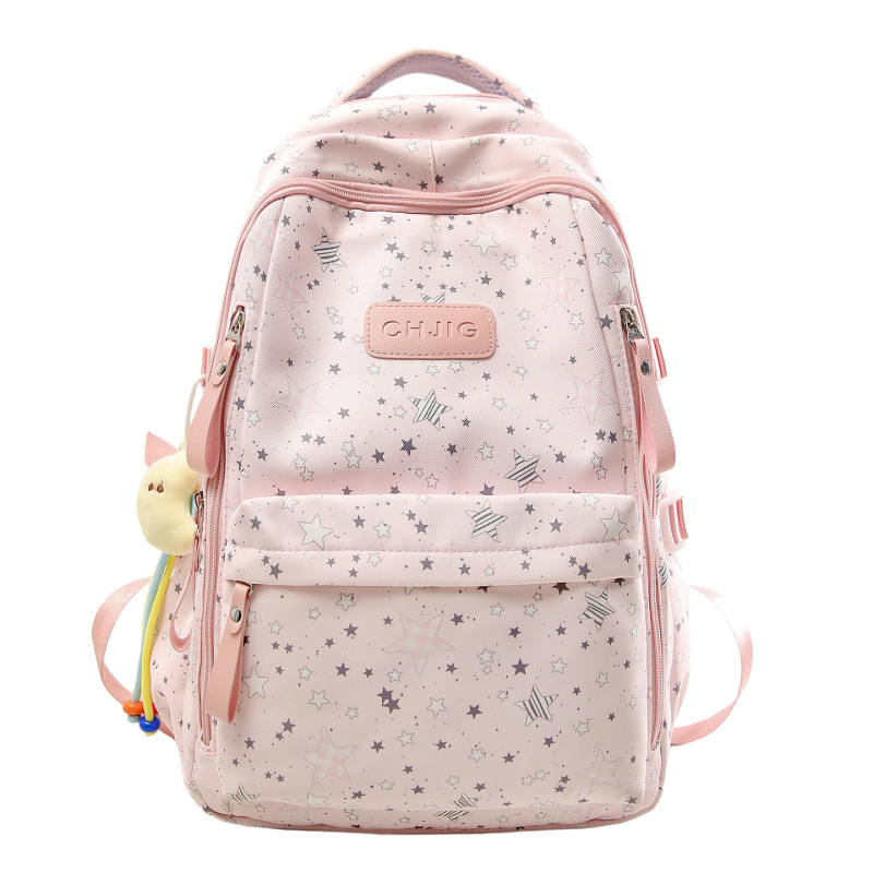 Учебна раница за момичета в средното училище: голям капацитет, дишащ найлон, принт със звезди, извити презрамки, подплата от полиестер (есен 2025)