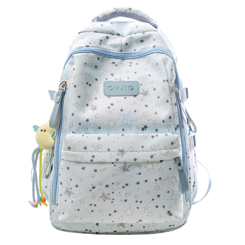 Учебна раница за момичета в средното училище: голям капацитет, дишащ найлон, принт със звезди, извити презрамки, подплата от полиестер (есен 2025)