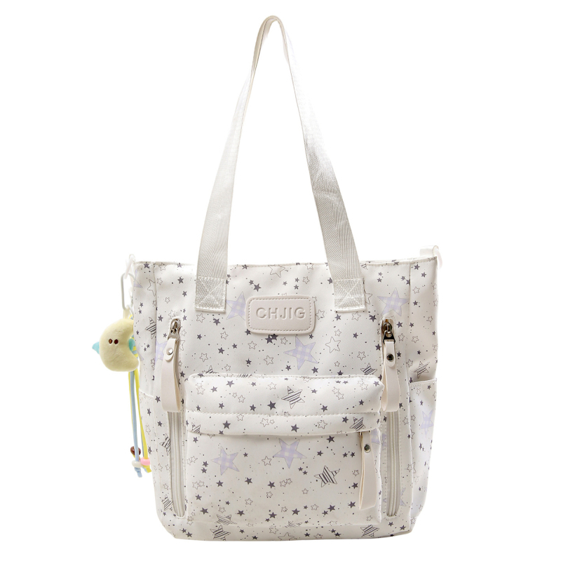 Учебна раница за момичета в средното училище: голям капацитет, дишащ найлон, принт със звезди, извити презрамки, подплата от полиестер (есен 2025)