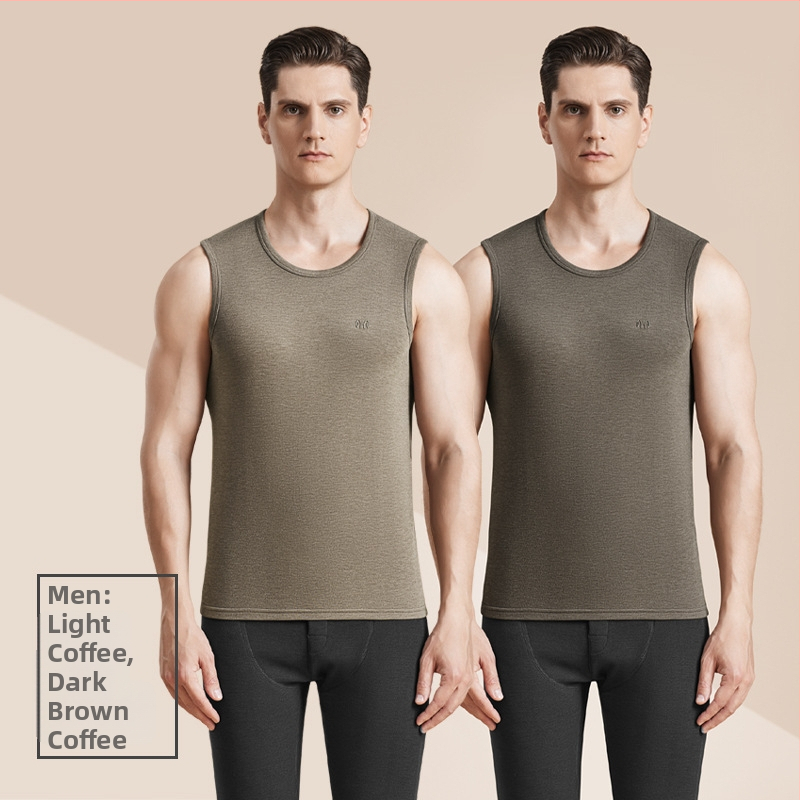 Meeste termiline villane vest antibakteriaalse kahepoolse veluuriga, paks 3-kihiline konstruktsioon, ümmargune kaelus