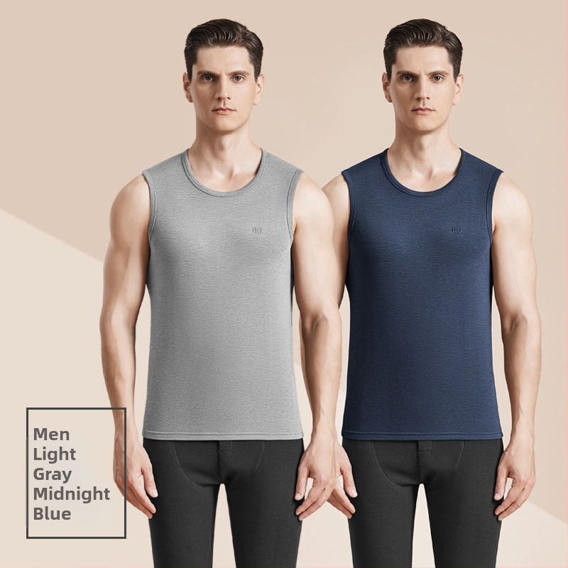 Meeste termiline villane vest antibakteriaalse kahepoolse veluuriga, paks 3-kihiline konstruktsioon, ümmargune kaelus