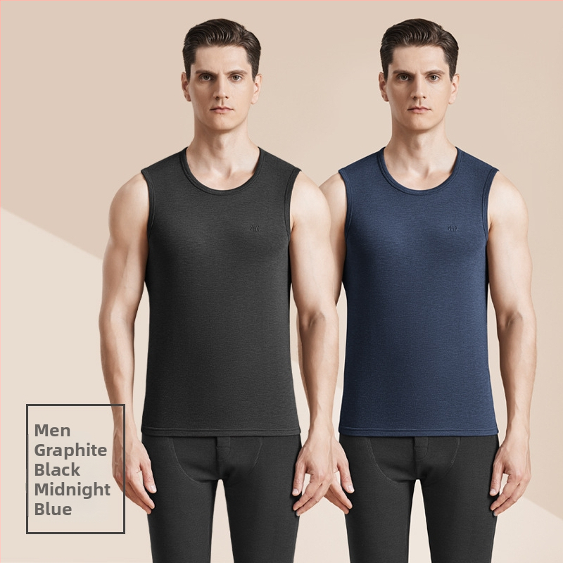 Meeste termiline villane vest antibakteriaalse kahepoolse veluuriga, paks 3-kihiline konstruktsioon, ümmargune kaelus