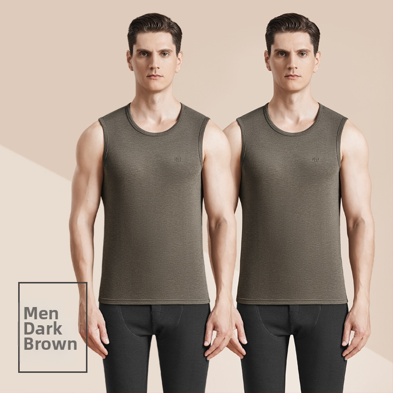 Meeste termiline villane vest antibakteriaalse kahepoolse veluuriga, paks 3-kihiline konstruktsioon, ümmargune kaelus