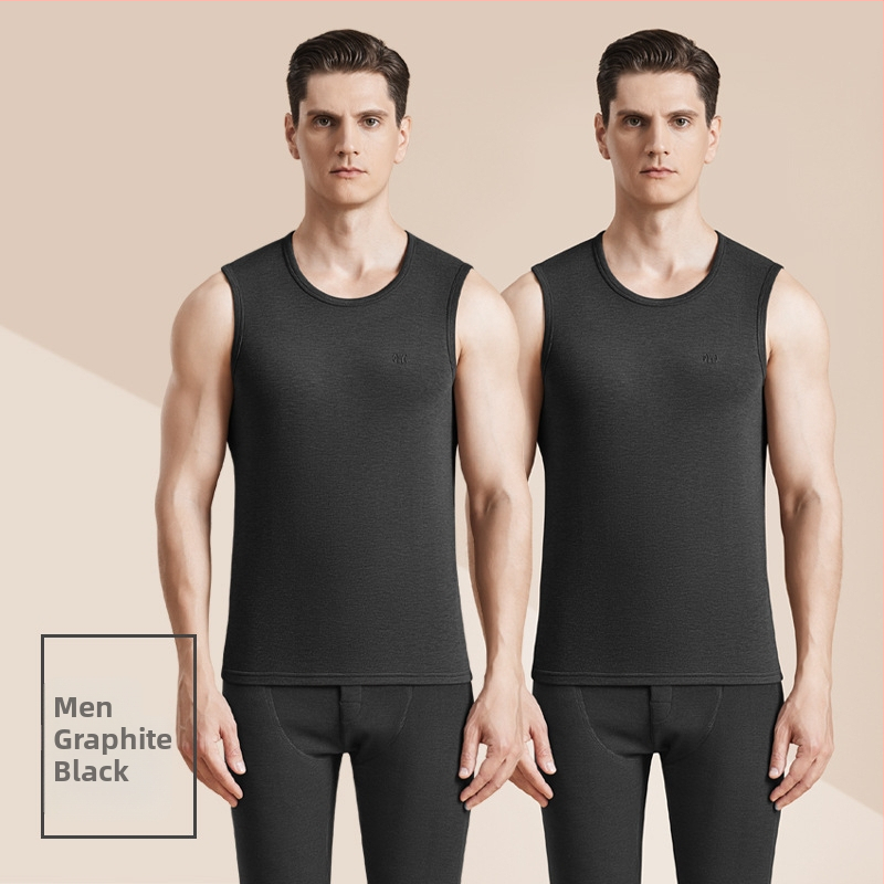 Meeste termiline villane vest antibakteriaalse kahepoolse veluuriga, paks 3-kihiline konstruktsioon, ümmargune kaelus