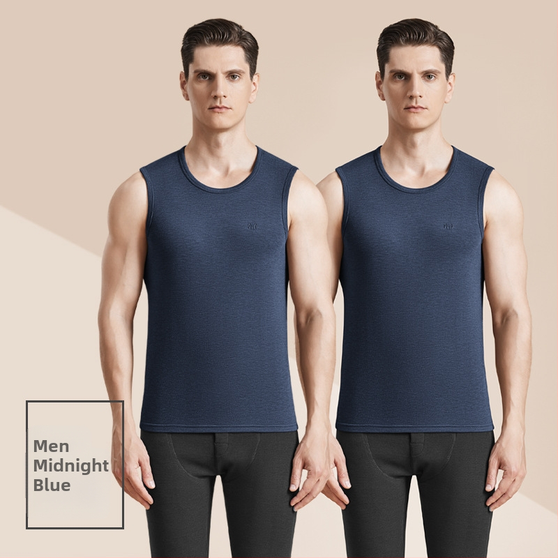 Meeste termiline villane vest antibakteriaalse kahepoolse veluuriga, paks 3-kihiline konstruktsioon, ümmargune kaelus