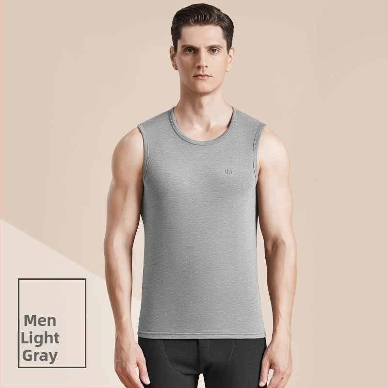 Meeste termiline villane vest antibakteriaalse kahepoolse veluuriga, paks 3-kihiline konstruktsioon, ümmargune kaelus