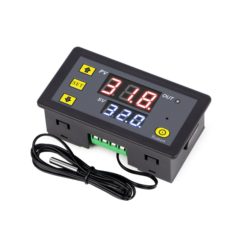 Trickle ZFX-W1608 termostatas su nuotolinio valdymo, skaitmeninis ekranas, temperatūros ir drėgmės dviguba kontrolė, 220V, 1 modulinis montavimas