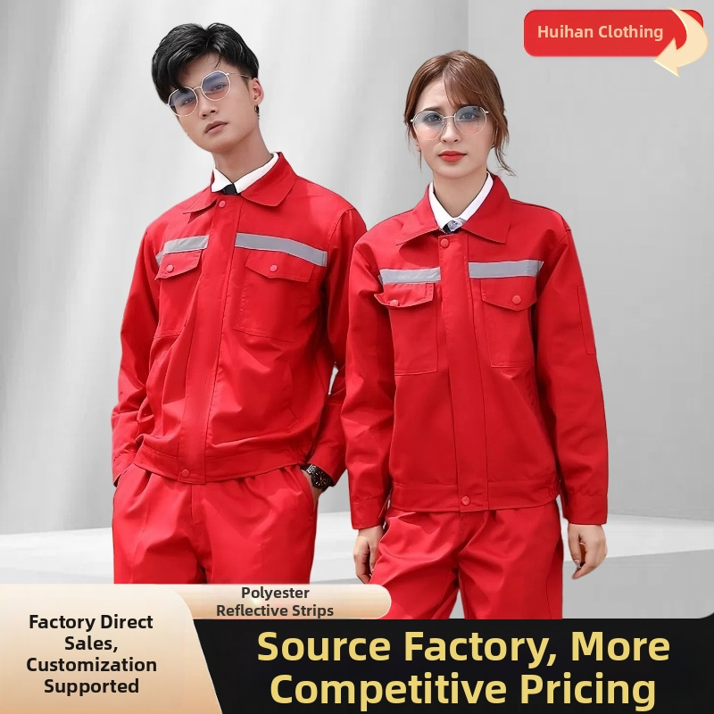 Vyrų darbinis kostiumas pavasario–rudens sezonams, mechanikas, atšvaitinės savybės, apsauga nuo nudegimų, poliesterio audinys, 100% poliesterio pamušalas, gamykla