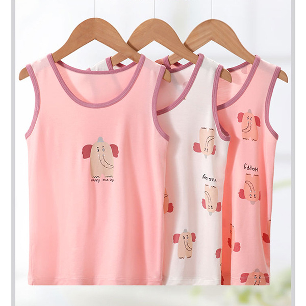 Set de pijamale copii fără mâneci (3 piese) — tricot moale din viscoză, imprimeu cu desene animate, guler rotund; pentru copii de 8 ani și peste