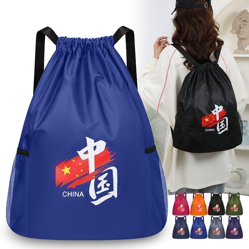 Sportinė kuprinė su virvele kelionėms — lengvas nailoninis krepšys didelė talpa, atsparus vandeniui, kvėpuojantis, apsauga nuo vagių, vidinė telefono kišenė