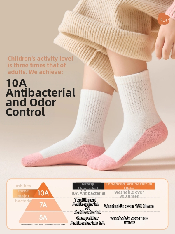 Детски чорапи за момчета и момичета, 100% памук, устойчиви на миризма, дишащи и абсорбират потта, средна дължина, за деца 3–8 години