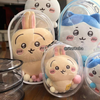 Chiikawa plīšās lellītes aizsargkaste, cilindrisks PVC pārklājums, daudzfunkcionāla ceļojumiem un galda uzglabāšanai.