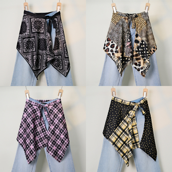 Печатена миди пола с блоков моделом, неравна, полиестер, съдържание 95%+ полиестер, уличен хип-хоп стил