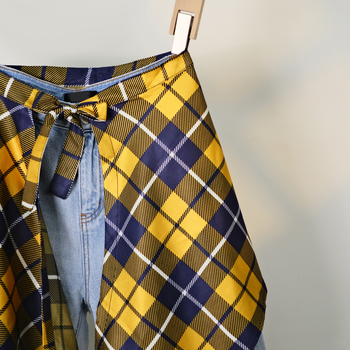 Печатена миди пола с блоков моделом, неравна, полиестер, съдържание 95%+ полиестер, уличен хип-хоп стил