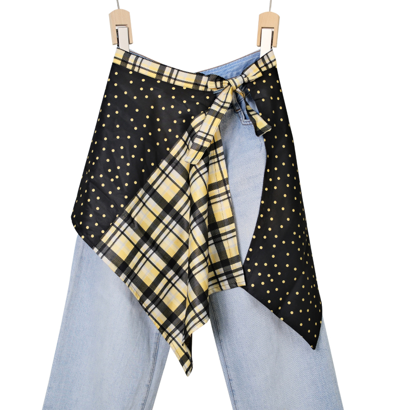 Печатена миди пола с блоков моделом, неравна, полиестер, съдържание 95%+ полиестер, уличен хип-хоп стил