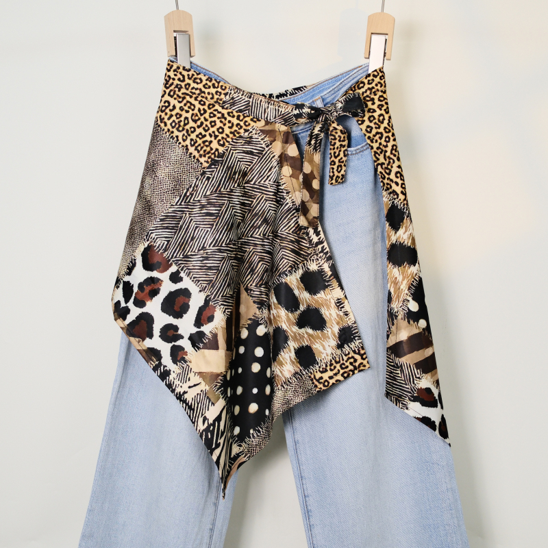 Печатена миди пола с блоков моделом, неравна, полиестер, съдържание 95%+ полиестер, уличен хип-хоп стил