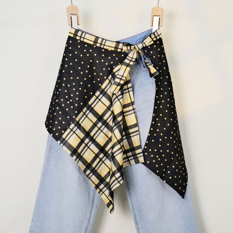 Печатена миди пола с блоков моделом, неравна, полиестер, съдържание 95%+ полиестер, уличен хип-хоп стил