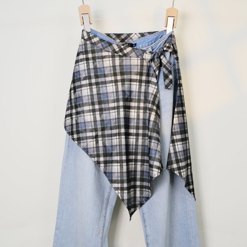 Печатена миди пола с блоков моделом, неравна, полиестер, съдържание 95%+ полиестер, уличен хип-хоп стил