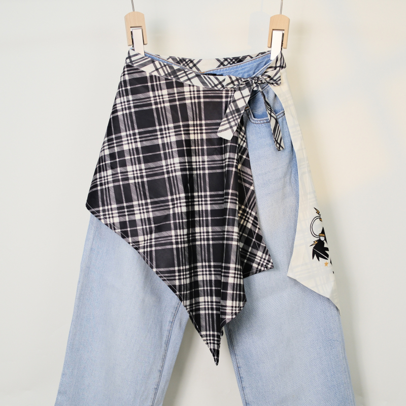 Печатена миди пола с блоков моделом, неравна, полиестер, съдържание 95%+ полиестер, уличен хип-хоп стил