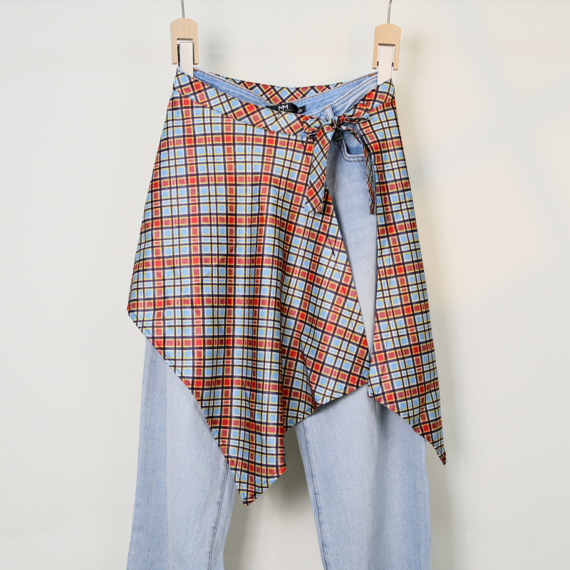 Печатена миди пола с блоков моделом, неравна, полиестер, съдържание 95%+ полиестер, уличен хип-хоп стил