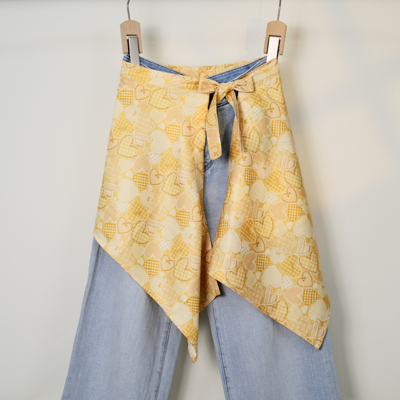 Печатена миди пола с блоков моделом, неравна, полиестер, съдържание 95%+ полиестер, уличен хип-хоп стил